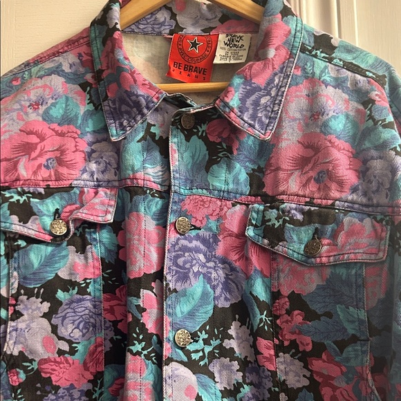 Colorful Floral Vintage Jean Jacket - Picture 4 of 10